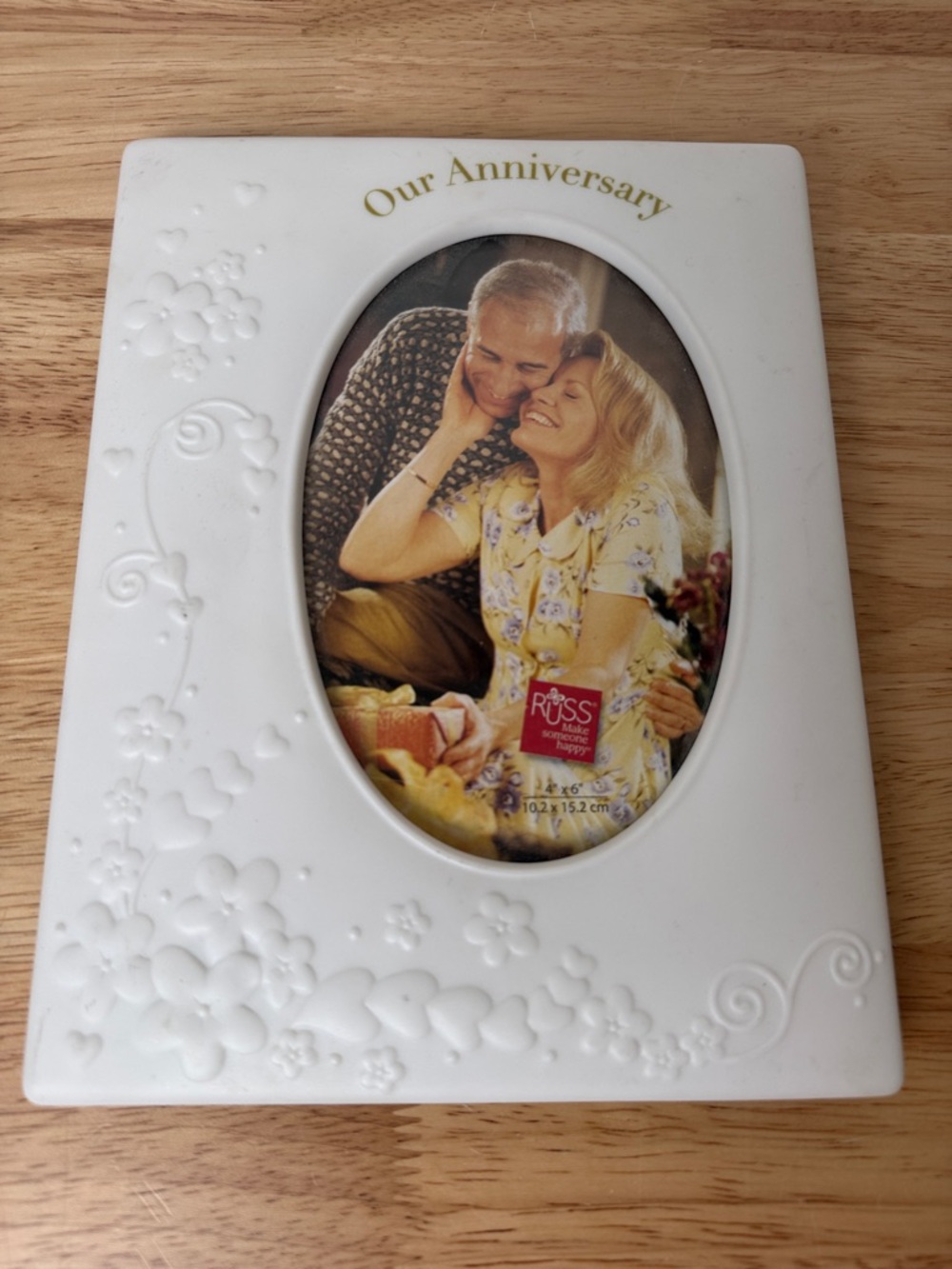 Russ White Embossed Floral 'Our Anniversary' Photo Frame